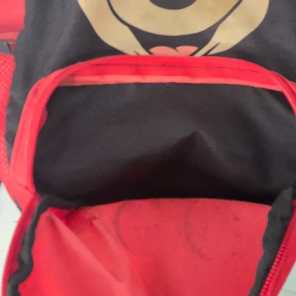 Disney Mickey Mouse Kids Backpack Red Black 3D Ears Fast Forward School Bag